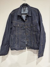 Rocawear Denim Co. Trucker Jacket Dark Blu Denim Collared Button Pockets Size 42