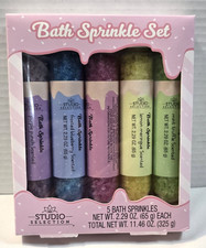 Bath Sprinkle Set Studio Selection Salts- 5 Colors/ Scents -total 11.46 Oz NEW