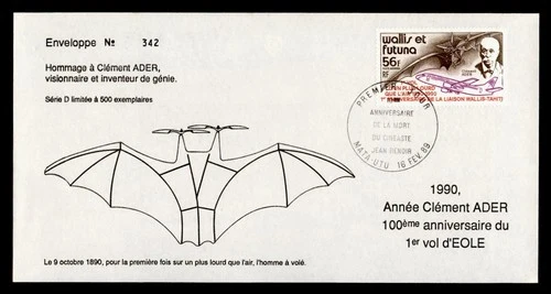 DR WHO 1989 FRENCH WALLIS & FUTUNA FDC FIRST FLIGHT? ADER ANIV M72897