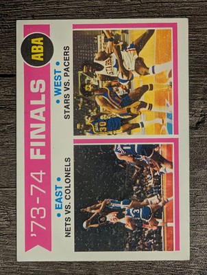 1974-75 Topps #248 ABA DIV Final/Nets sweep Colonels/Stars edge Pacers MID GRADE