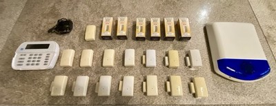 DSC Impassa Wireless Alarm Lot/Bundle   21 Shock Sensors, Keypad, Outdoor Siren