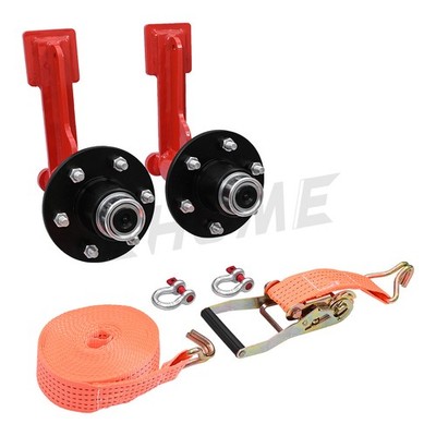 2Pack Shipping Container Wheels 6x5.5 Lug Wheels Kit with Ratchet Strap NEW
