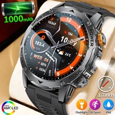 LIGE Smart Watch MenOutdoor Flashlight Bluetooth Call Waterproof Sport Watch