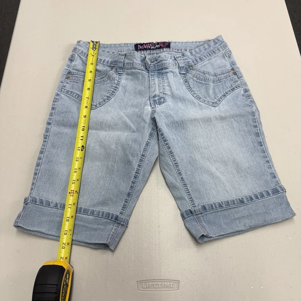 Pantalones Cortos de Jean Angels Denim Y2K Lavado Ligero Puntada con Puños Para Mujer Talla 13 Foto 4 de 4