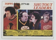 1980 Topps League Leaders Scratched Tony Esposito Gerry Cheevers Bob Sauve 0g46
