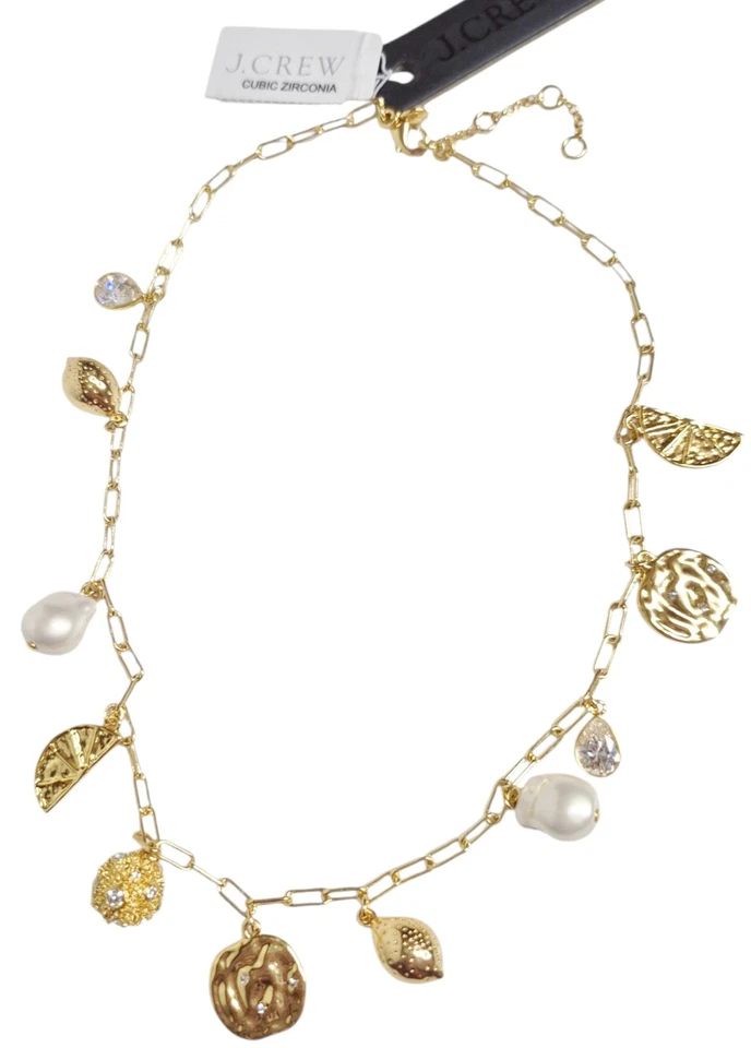 Collar Cadena Dije Náutico Limón J.Crew Oro Mate Brillante CK524 Nuevo con Etiquetas Foto 4 de 4