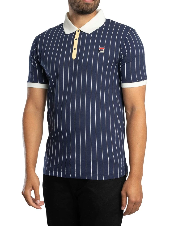 Fila de los hombres Polo clásico de rayas vintage BB1, Azul - Imagen 2 de 4