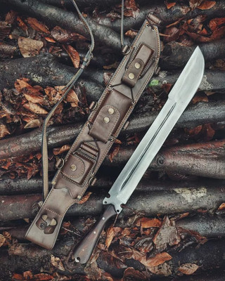 Handmade Forest Knife with Back Sling and Leather Sheath Best USA Gift.