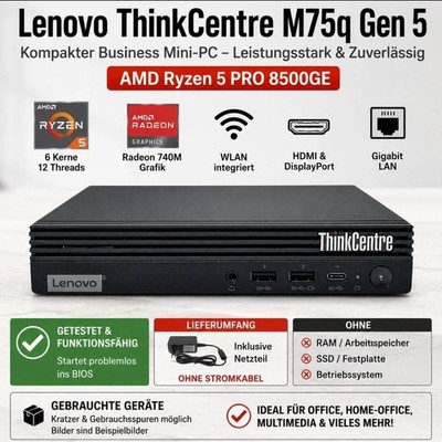 Lenovo ThinkCentre M75q Gen 5 Ryzen 5 PRO 8500GE WLAN Mini PC HDMI DP#T111