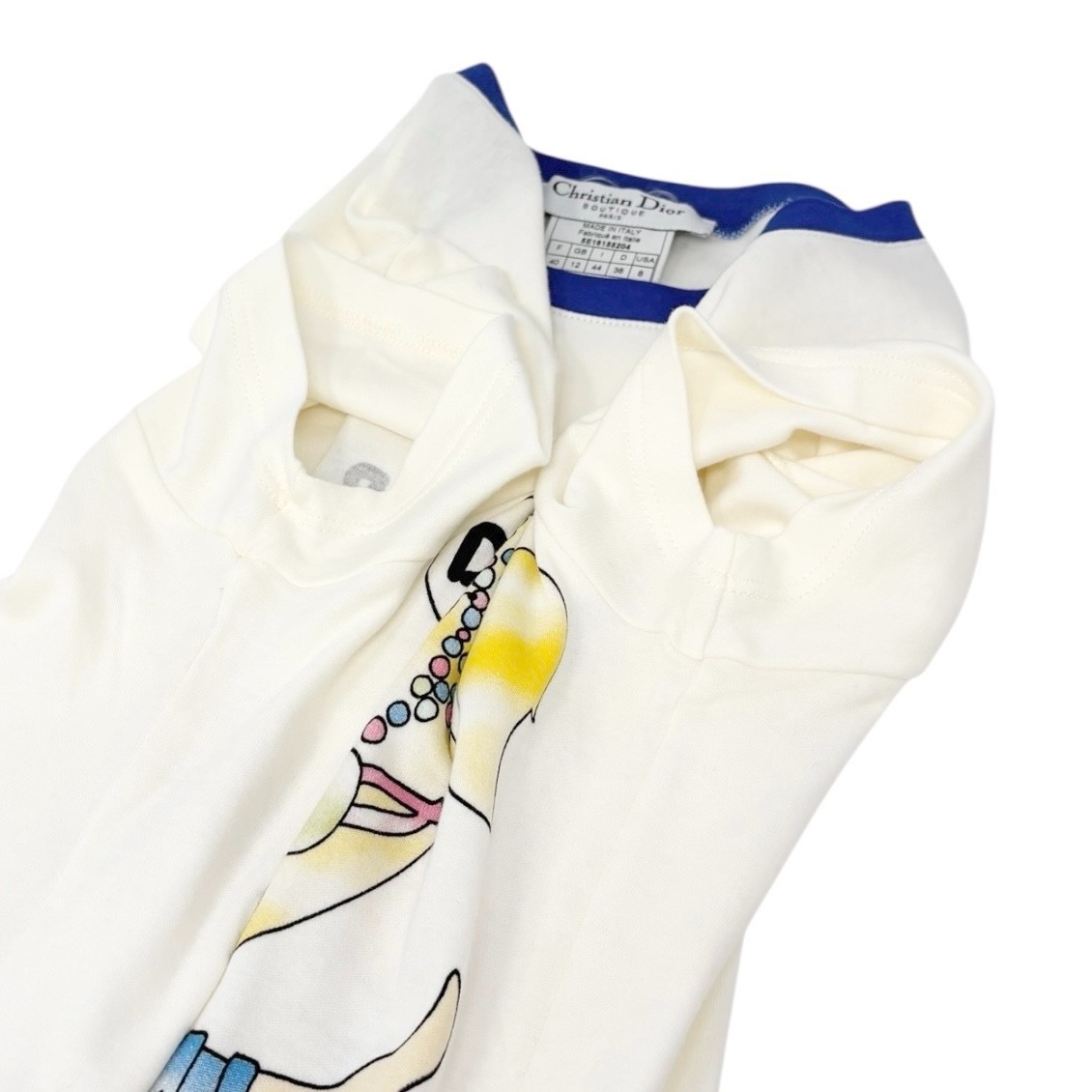 Christian Dior Vintage 2005 J'ADORE Cartoon T-shirt Top #40 White