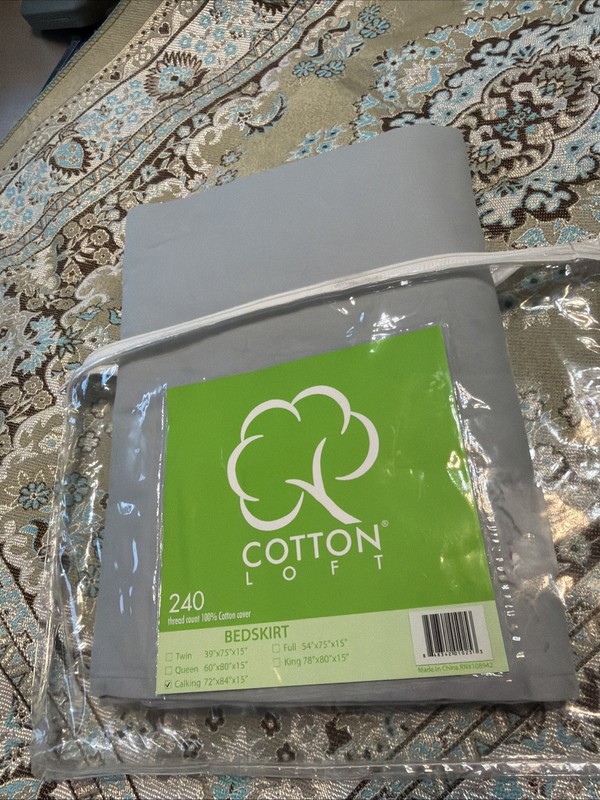 California King Bedskirt In Steel Blue Gray 72x84x15” Long All Cotton 240 Thread