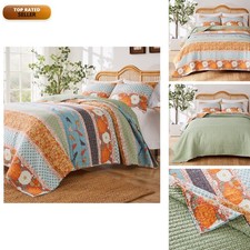 Greenland Home Carlie Modern Floral Reversible Quilt Set, 3-Piece Full/Queen