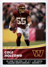 2022 Panini Stickers #360 Cole Holcomb - FB