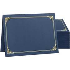 Navy Blue Cardstock Certificate Holders - 50 Pack