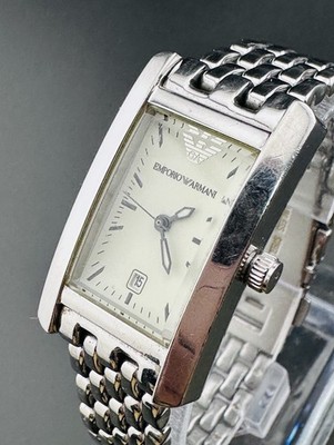 Working Emporio Armani Tank Style AR-0102 Women's Watch Silver