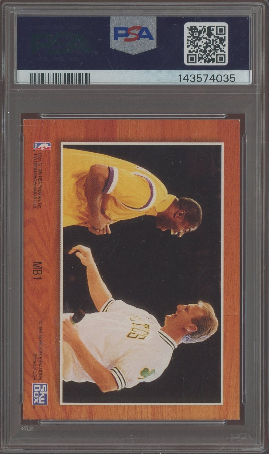 Magic Johnson & Larry Bird Dual Signed 1993 Hoops #MB1 PSA/DNA DUAL AUTO 10 view 2