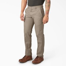 Dickies Slim Fit Tapered Twill Flex Brown Tan Beige Khaki Work Pants Men's 30x30