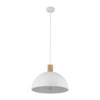 HäNgelampe Esstisch Weiß Skandinavisch Metall Holz Ø 33,5 Cm E27 Pendelleuchte