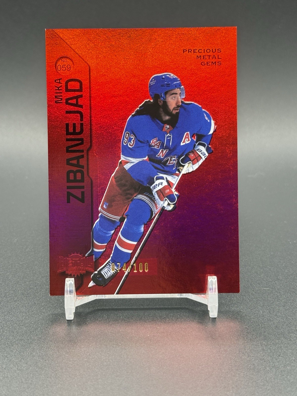 2023-24 Skybox Metal Universe Precious Metal Gems Red Mika Zibanejad /100 PMG