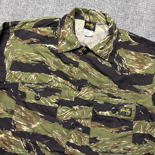 Stan Ray USA Tigerstripe Long Sleeve Ripstop Camo 4 Pocket Button-Up Size Large - product listing photo