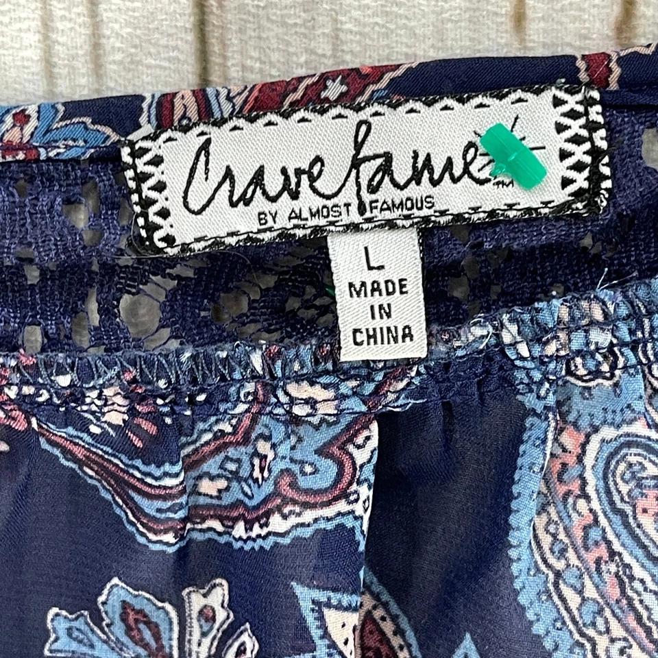 Top Boho Crave Fame Casi Famous Talla L Azul Púrpura Mangas Campana Hada Grunge Foto 3 de 4