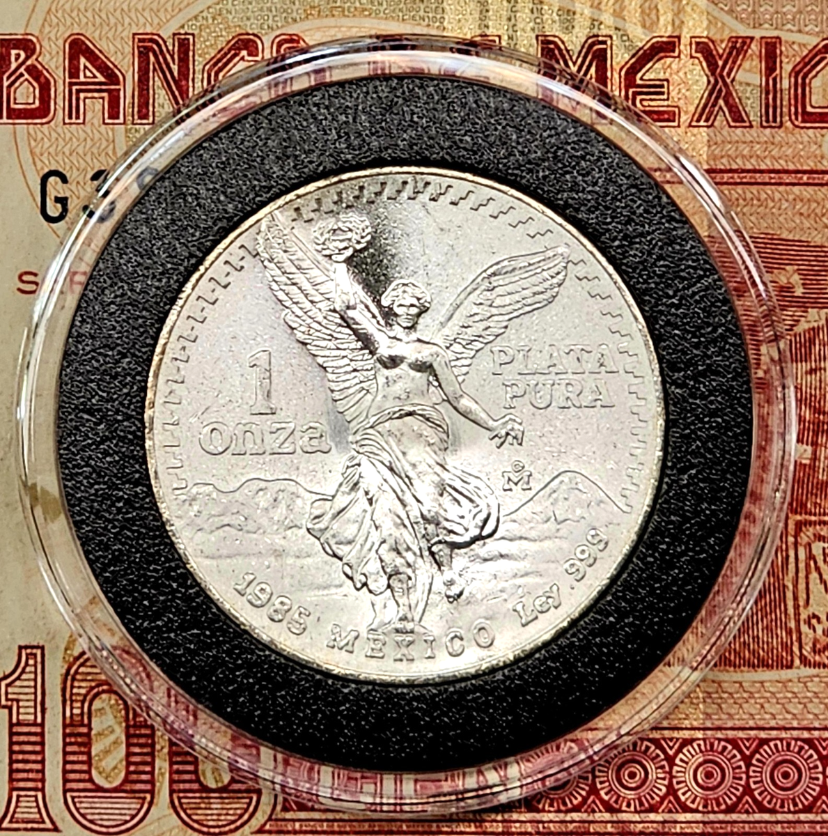 1985 México 1 oz Libertad .999 Silver Banco de México BU Coin in