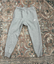 Nike Men's Gray Fleece Cotton Blend Jogger Pants S Regular Elastic Waist