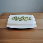 VTG Pyrex Corelle Crazy Daisy/Spring Blossom Butter Dish  2 Pc EUC