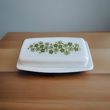 VTG Pyrex Corelle Crazy Daisy/Spring Blossom Butter Dish 2 Pc EUC