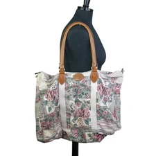 Vintage 80s 90s Gitano Large Tote Pastel Floral Patchwork Cottage Soft