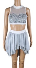 Curtain Call White Gray 2 Piece Lyrical Ballet Dance Costume Adult Size ASM