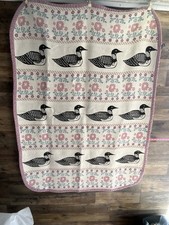 VTG Northern Refictions Loom Knit Throw Blanket Mallards Ducks 59 X 42