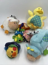 Vintage 2002 Infantino Plush Wrist, Foot Toy Reversible Y2K Lovey Rattle Ball