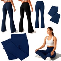 Ladies Trousers Flared Wrinkle Free Finely Ribbed Stretch Office Party Pants