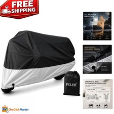 Motorcycle Cover Waterproof Outdoor - PSLER Universal Black Chrome