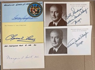 State Of Maryland 1983 Political Autographs On 3X5 Index Cards Lot Of 5