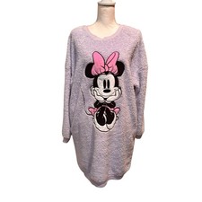 Disney Minnie Mouse Fleece Size Medium Purple Plush Lounge Nightgown Cozy