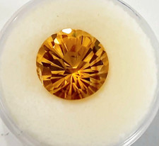 Specialty Cut Dot Matrix Citrine Loose gemstone, 12 mm Round, 4.8 cts.