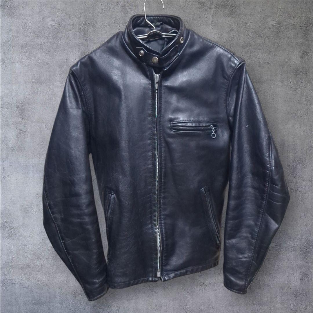 SCHOTT 641 Single Riders Leather Jacket Stand Collar Black