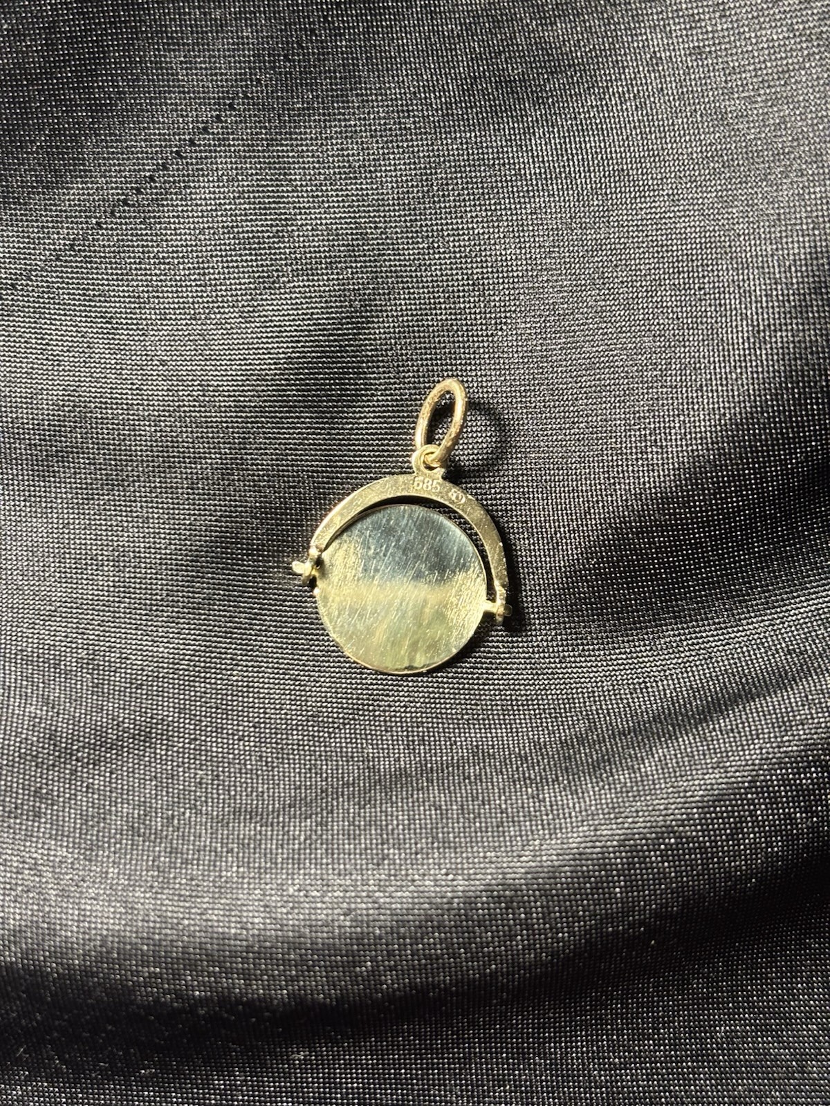 14K Solid Gold Spinner Pendant - image 2