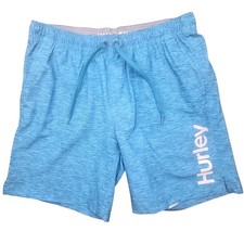 Hurley Mens Blue Space Dye Board Shorts XL Elastic Waist Swim Trunks 7in Inseam