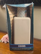 Vintage Dixie Kitchen Pop Up Cup Dispenser 5 oz 15 Cups NOS Floral Off White NIB