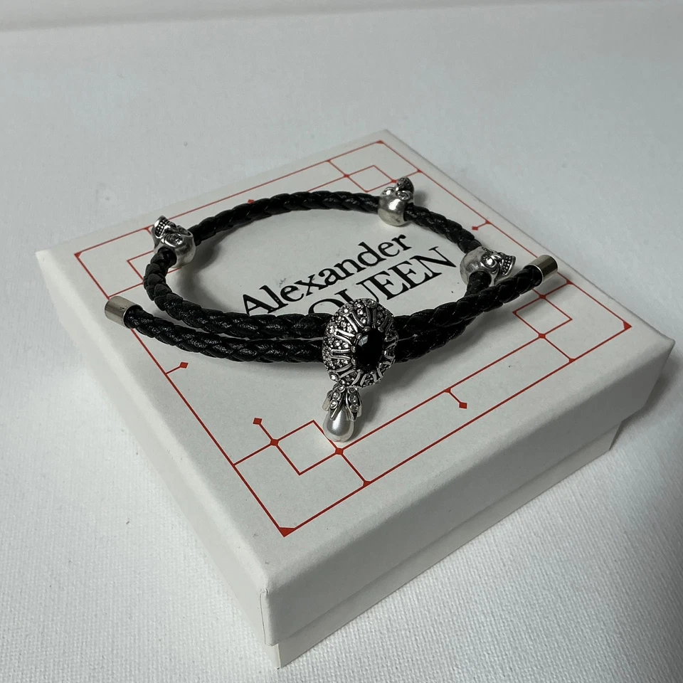 Alexander McQueen Black Skull Wrap Bracelet - Image 2 of 3