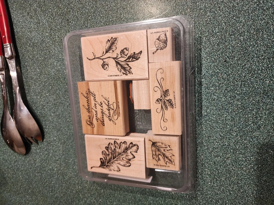 Stampin' Up! Juego de 7 hojas de otoño de estampillas de goma montadas en madera Country Blessings  Foto 4 de 4