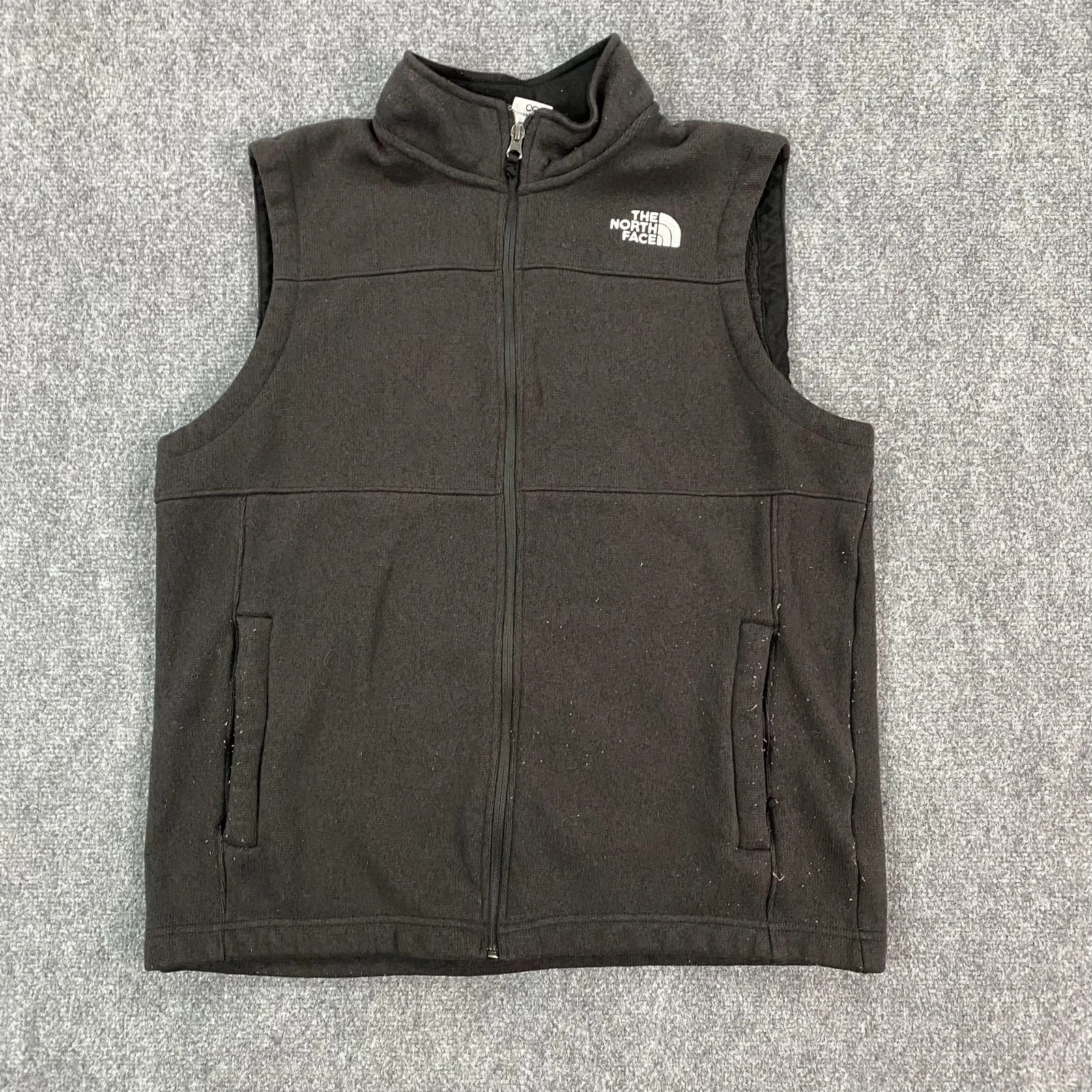 The North Face Vest Mens Large Black Fleece Full Zip Circular Design Outdoor