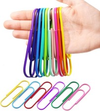 50 Pack 4 Inches Jumbo Paper Clips, Vinyl Coated Multicolored Extra Large Mega P