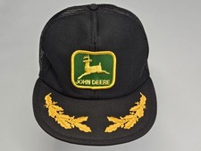 Vintage John Deere Snapback Trucker Hat Black Patch Louisville USA Made Captain
