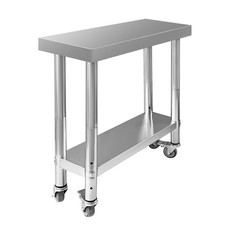 MYOYAY Edelstahl Arbeitstisch 60x60x90 Cm – Küchentisch Mit Rollen & Verstellbarem Abstellboden, Bis 200 Kg, Für Gastro & Haushalt Verstellbare Ablage