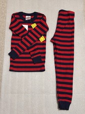 Hannah Andersson Kids Organic Cotton Long Johns Navy/RioRed US 6-7 120cm NWT