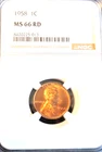 NGC 1958 1C LINCOLN WHEAT MS 66 RD